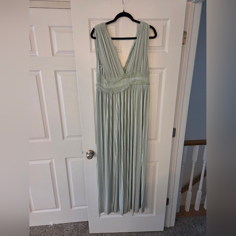 ASOS Elegant Pleated Maxi Dress in Light Green, 12